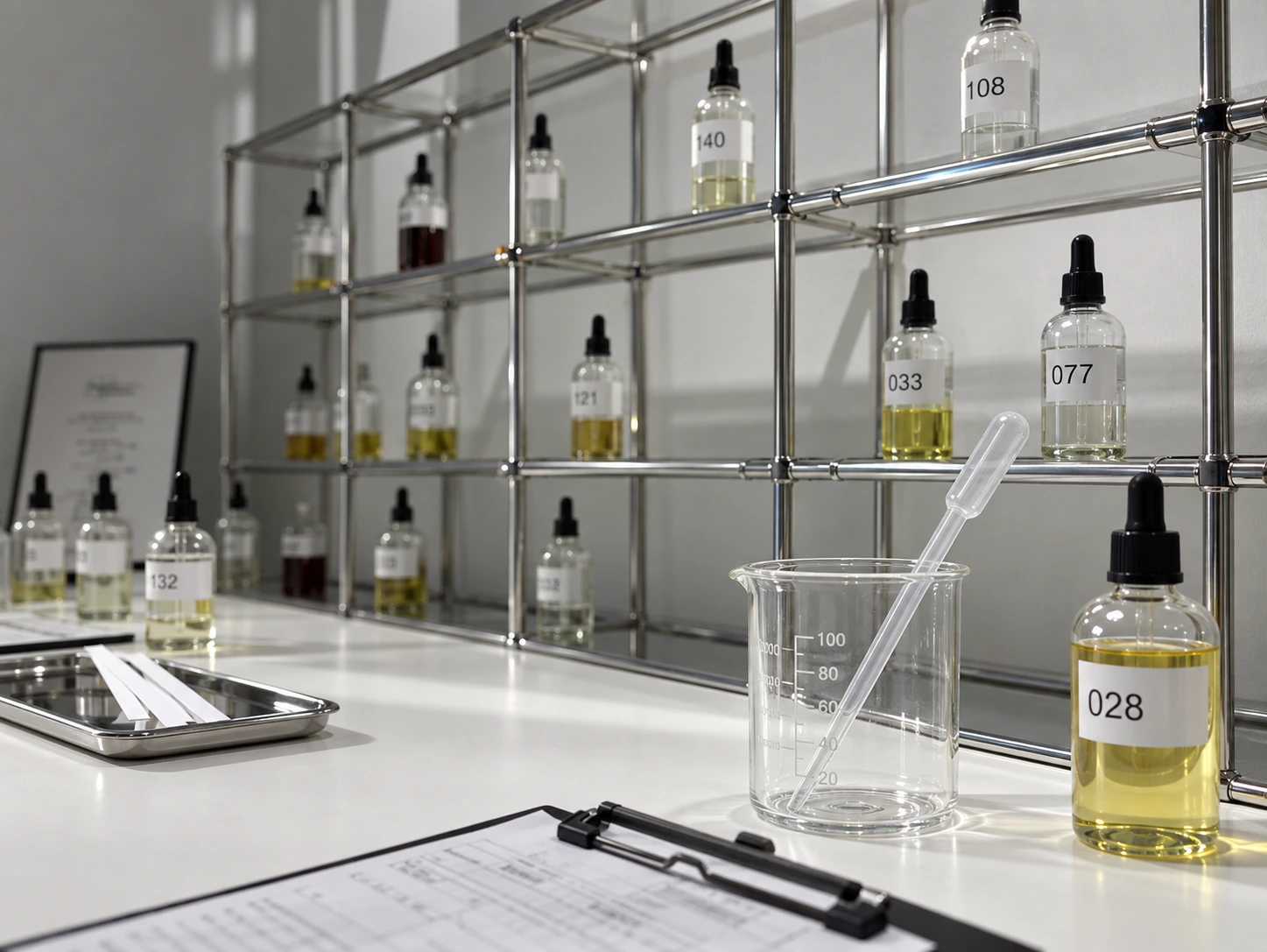 Das Parfum 향료 선반과 조향대를 다른 시점에서 재구성한 이미지