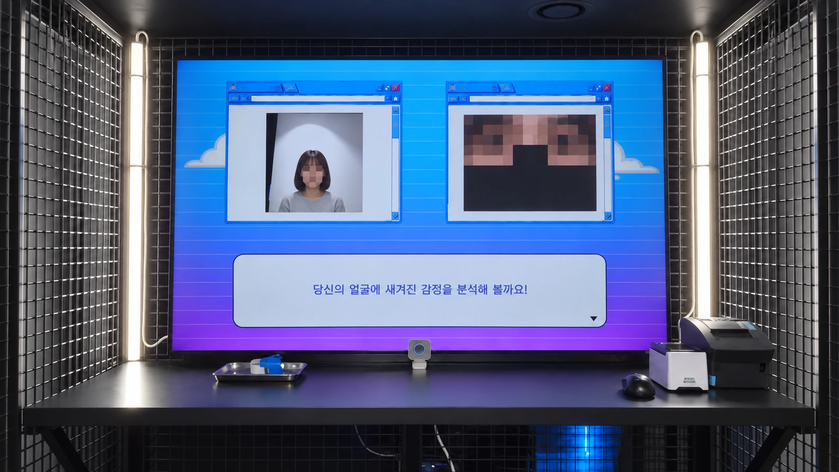 Random Destiny 2023 · 얼굴을 읽는 부스 — 전시 공간 사진 재구성